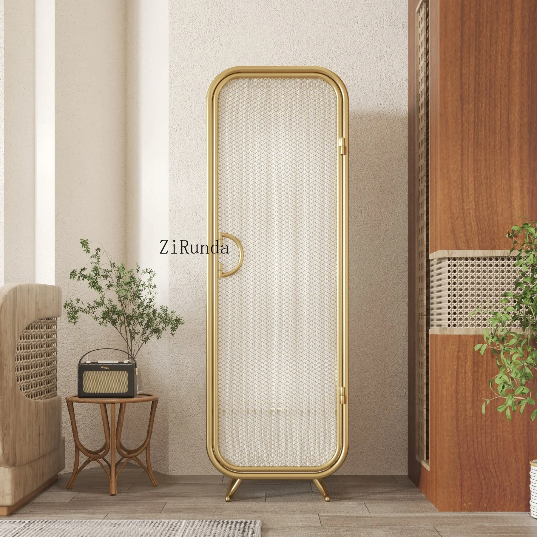 Light luxury children and girls environmentally friendly wrought iron decorative cabinet bedroom corner hanging wardrobe