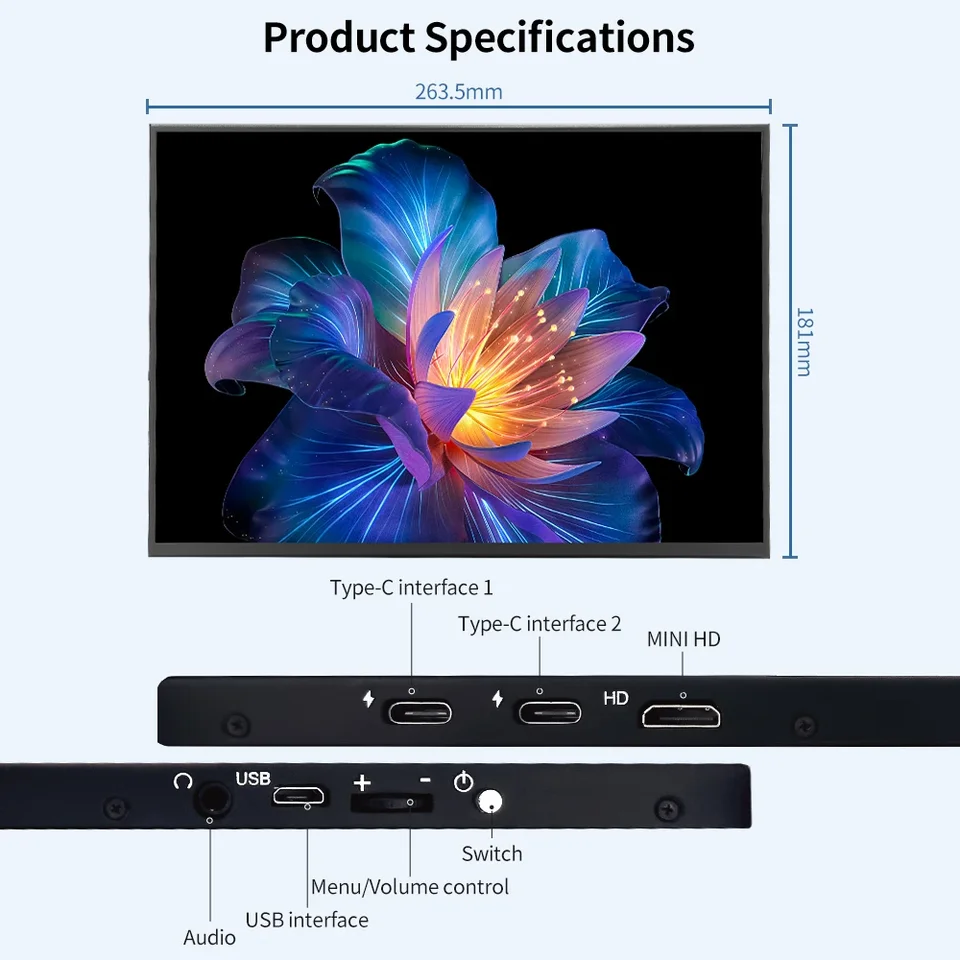 OJIAMI モニター OJIAMI 12.3 Portable Monitor Secondary Mini Gaming Screen Computer