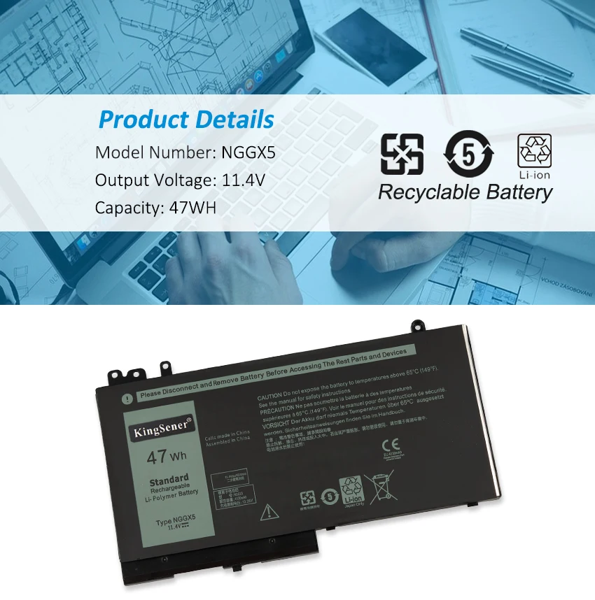 Kingsener Nova Nggx5 Bateria do Portátil para Dell Latitude E5270 E5470 E5570 M3510 Jy8d6 954df 0jy8d6 11.4v 47wh Ferramentas Gratuitas - Imagem 5