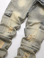 Jeans non extensibles pour hommes, vêtements de travail à jambes droites, style de rue tendance. 3