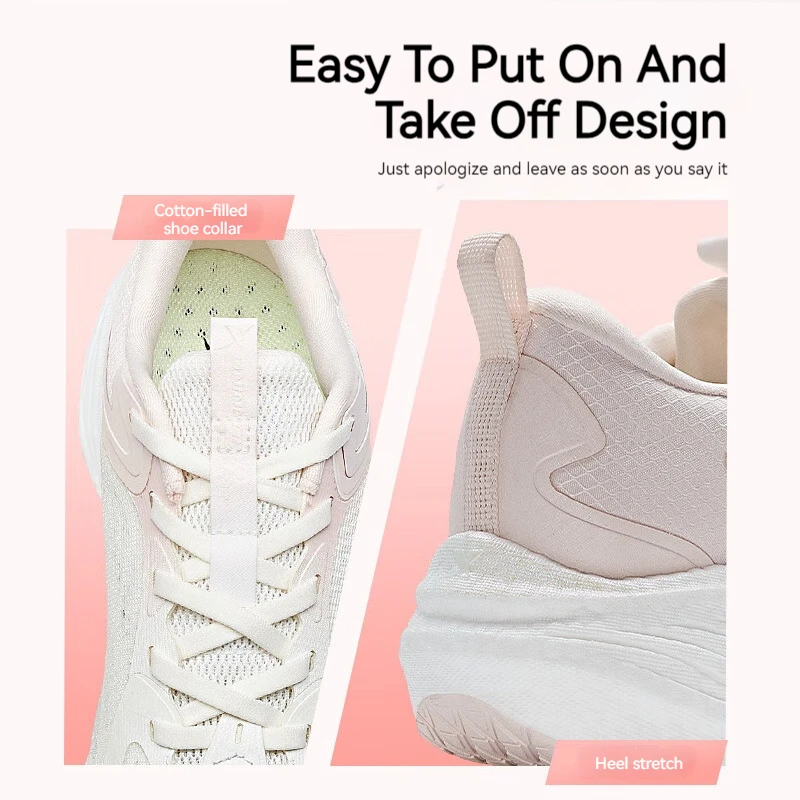 Xtep 여성용 운동화, 충격 흡수 스포츠 신발, 두꺼운 밑창 지지대, 통기성 소프트 스니커즈, 2024 여름 876218110010