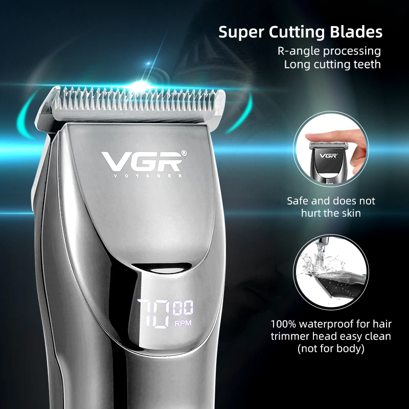 Hair Clipper Hair Trimmer Professional Hair Clipper Ceramic Blade Waterproof Electric Cordless Electric Hair Trimmer LED Display Haircut Machine For Men