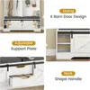 Hall Tree with Bench and Shoe Storage, Entryway Bench with Coat Rack, Modern Farm House Barn Door 3-in-1 Hall Tree, Shoe Rack 3