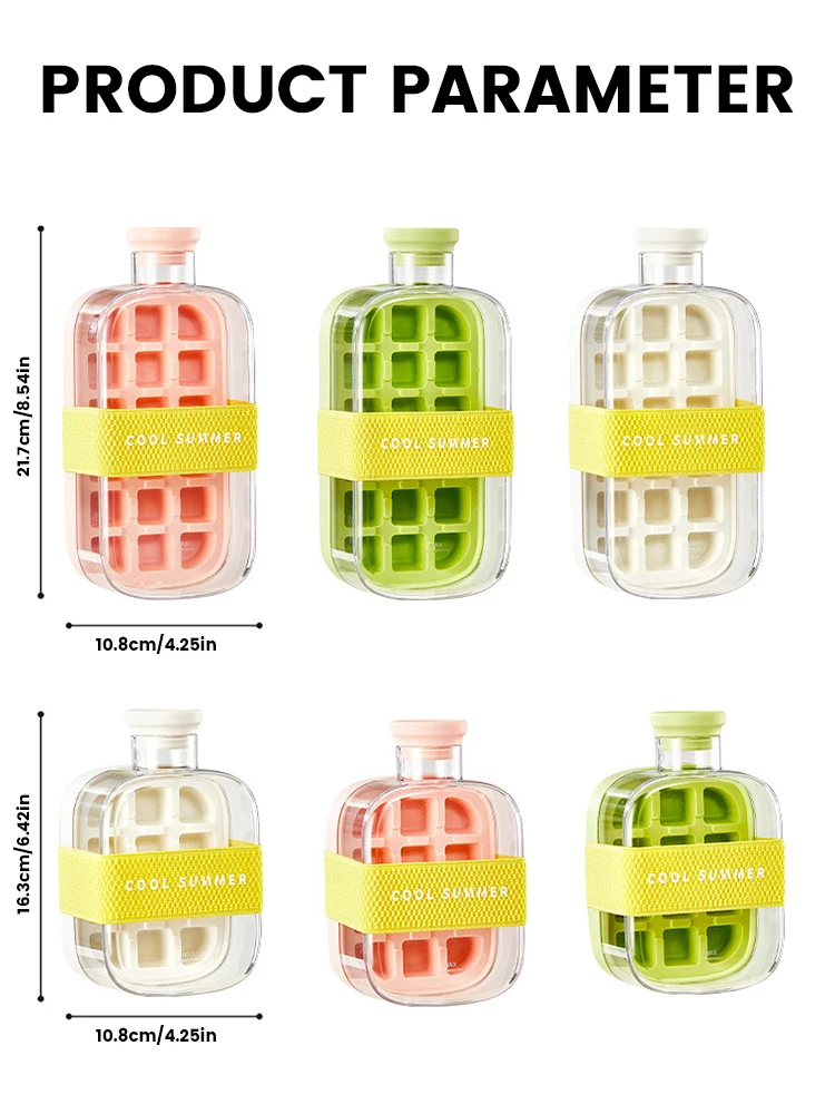 500ML/800ML Ice Cube Bottle Ice Cube Tray With Lid NO SPILL Tray For Freezer NO TOUCH Silicone For Freezer