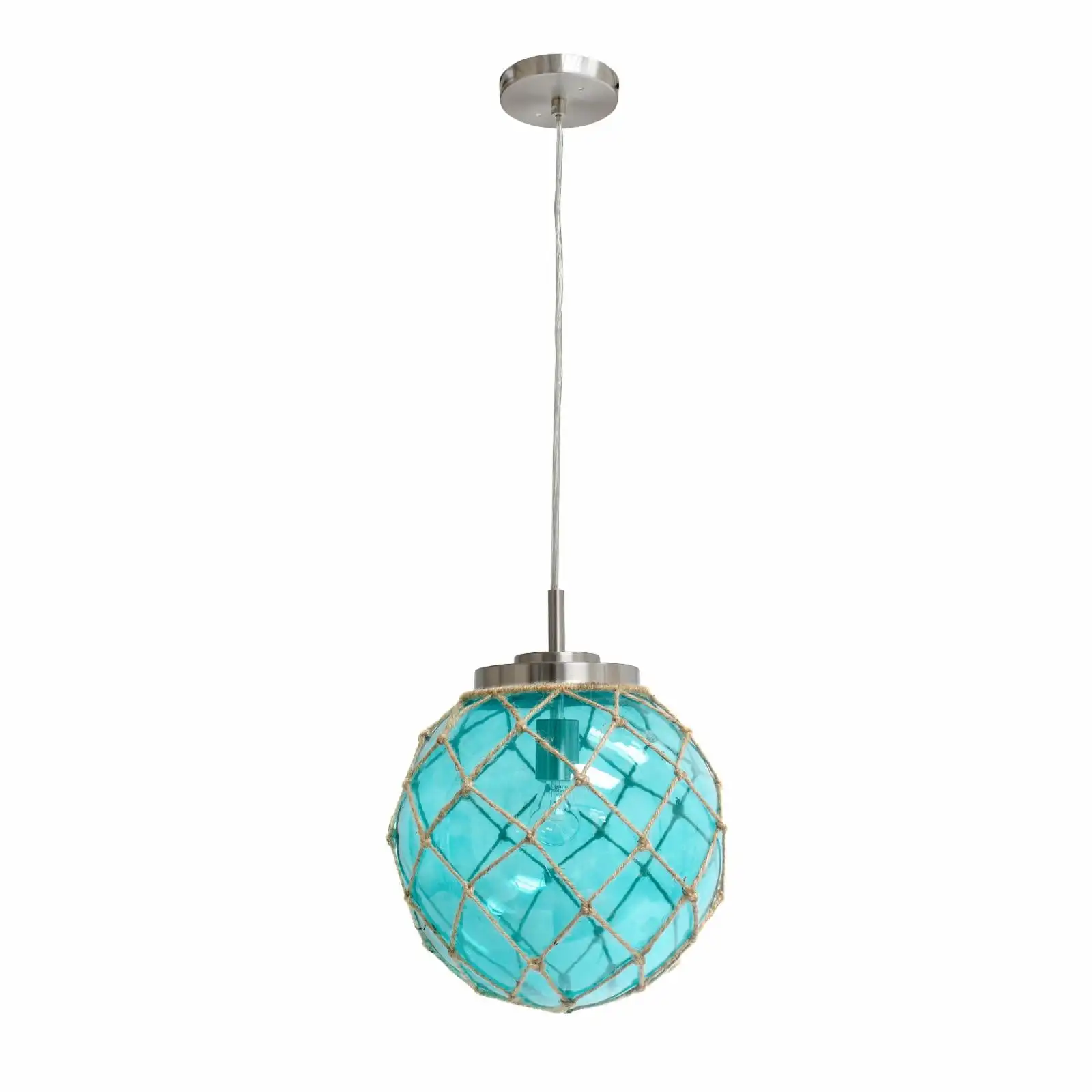 

Kitchen Island LightElegant Designs Buoy Netted Coastal Ocean Sea Glass Pendant with Natural Rope