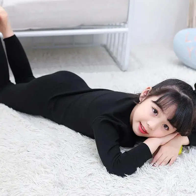 New 3-12T Children's Thin Fleece Girls' Thermal Underwear Set with Warm Inner Matching for Mid to Large Children's Autumn and Wi