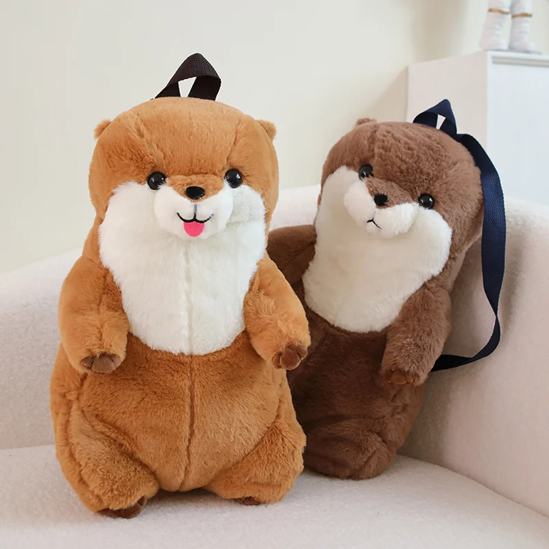 50cm Sea Otter Plush Backpack Cartoon Cute  Plush Toy Soft Stuffed Animal Shoulder Bag for Kids Girls Birthday Gifts