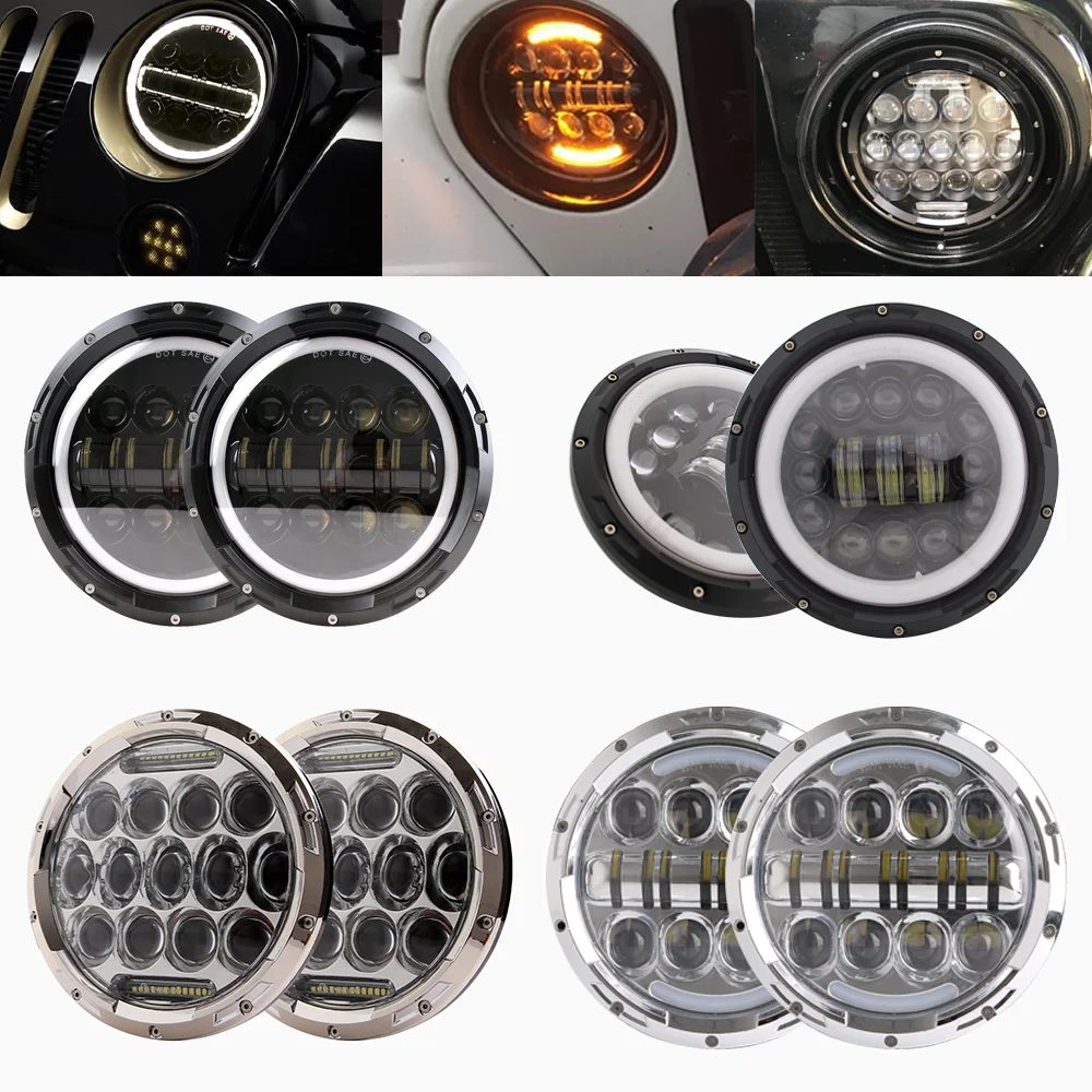 

1Pair For Jeep Wrangler 7inch Led Headlight High Low Beam Round Cars Running Lights Headlamp For Land Rover Defend Lada Niva 4x4