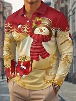 Polo à manches longues de style Noël pour hommes, design élégant imprimé festif, parfait pour les fêtes de vacances et les événements saisonniers 4