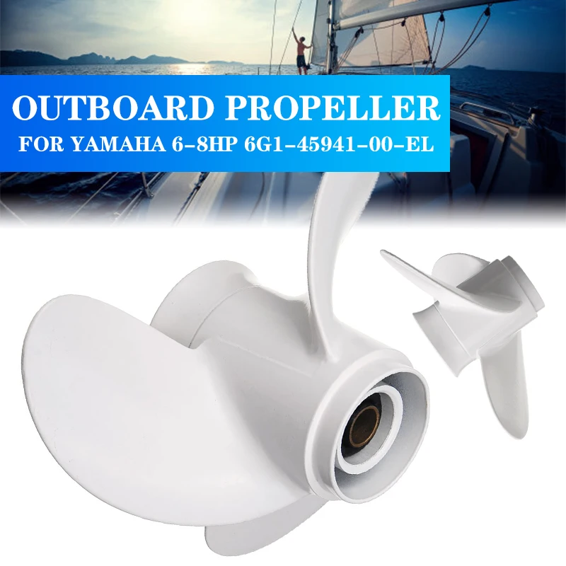 

8 1/2 x 8 1/2 Boat Outboard Propeller For Yamaha 6-8HP 6G1-45941-00-EL 3 Blade 7 Spline Tooth Marine Propellers Aluminum Alloy