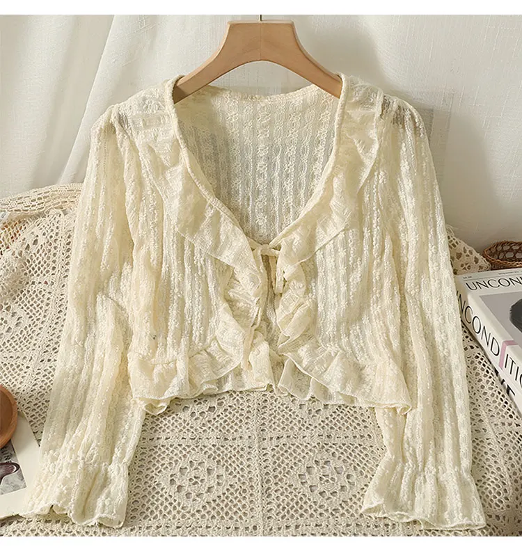 61616 apricot strap bell sleeve cardigan
