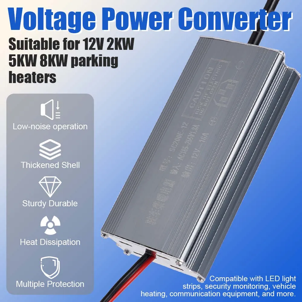 AC 165-255V에서 DC 12V 20A로 변환하는 전원 어댑터 35cm 65cm, 2KW 5KW 8KW 디젤 주차 히터용 M6 링 터미널 범용