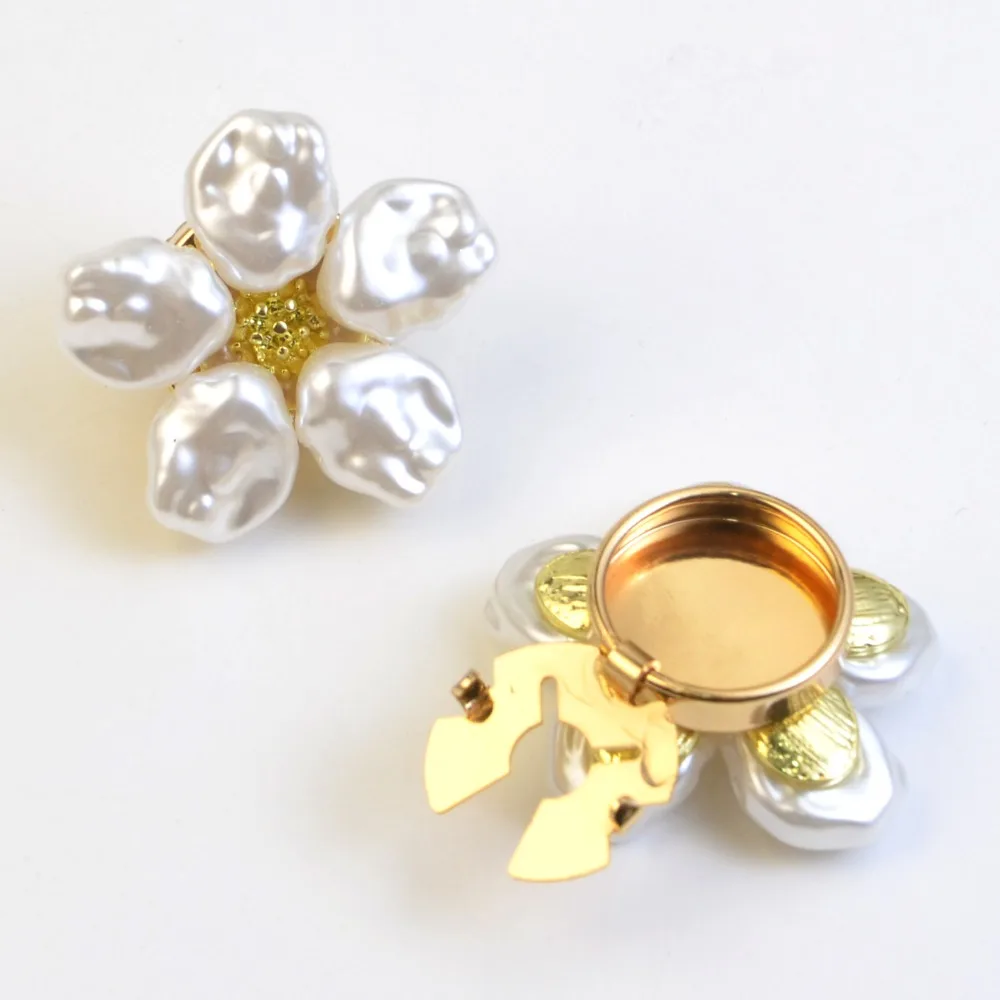 Fashion Alloy Pearl Button Covers - Flower Design