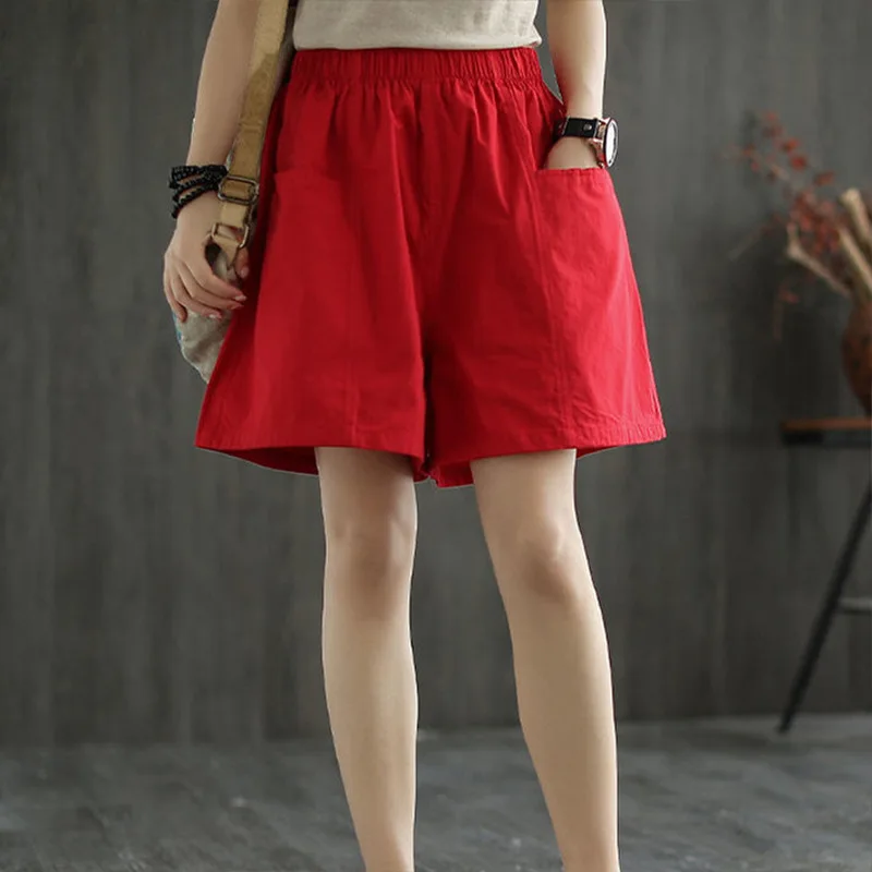 2023 Broad-legged Shorts Female Summer Large Casual Loose Student Straight-tube Workwear Five-point Pants Female Slim Trend