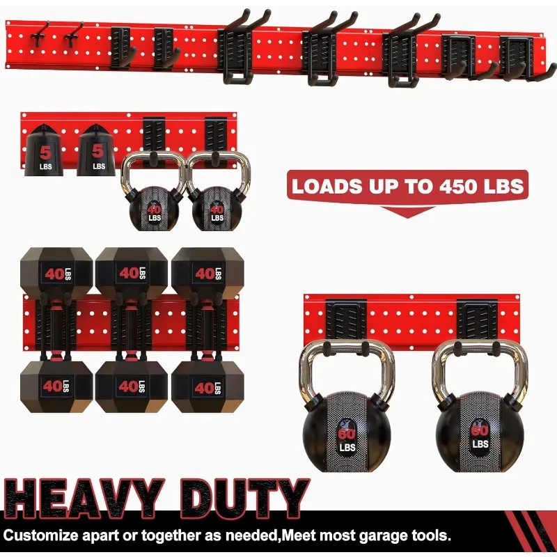 48" Heavy Duty Wall Mount Garden Tool Rack with 9 Hooks 3