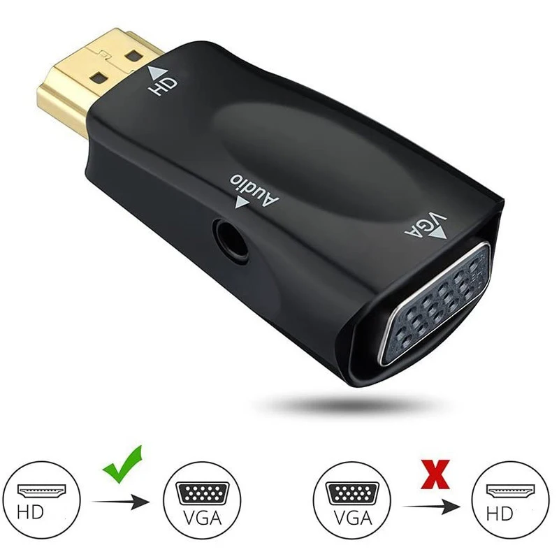 HDMI to VGA Adapter Cable VGA Cable Adapter VGA to HDMI Converter Audio Conversion Cable HDMI-compatible to VGA Cable Converter Male To Famale 3.5mm Jack Audio Full HD 1080P For TV PC Laptops Tablet