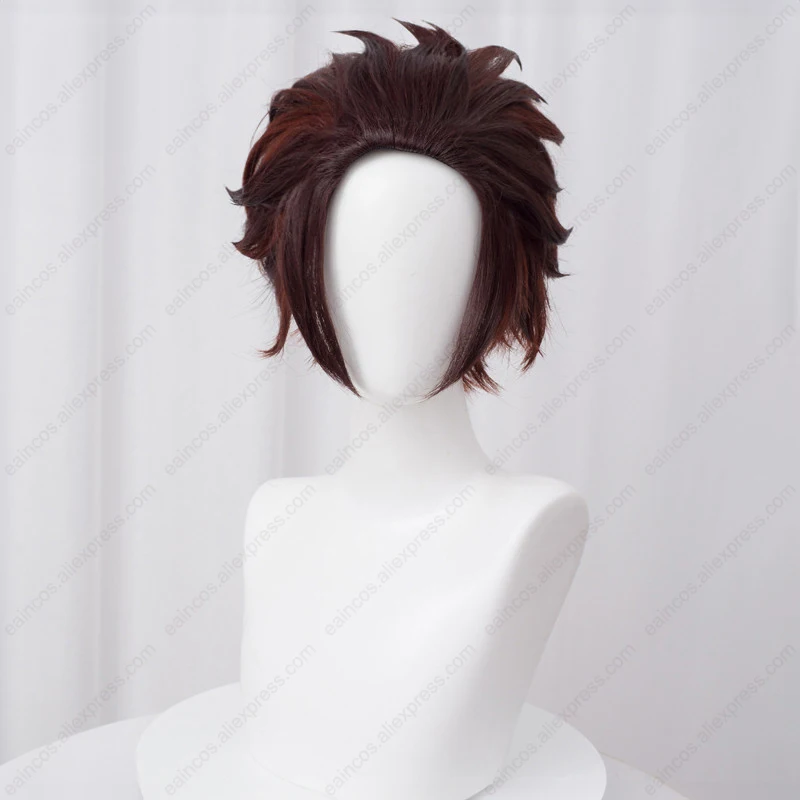 Tanjiro Kamado Inspired Brown Gradient Cosplay Wig – Heat Resistant Synthetic Hair, 30cm