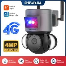 SHIWOJIA 4G IP Cameras 4MP HD Outdoor Security Protection Surveillance Cameras Tuya Smart Home Two Ways Audio Video CCTV Cam 30M