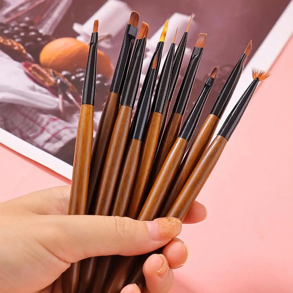 Anti-break Stripe Dotting Nail Art Brush DIY Sandalwood Pen Holder Nail Sweeping Drawing Pulling Line Pen Nail Salon Supply 2