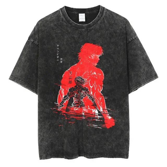 The Grappler Gym Anime Men Plus Size Cotton Summer Short Sleeve Tshirt Harajuku Top Tees Clothing t shirt cotton t shirt