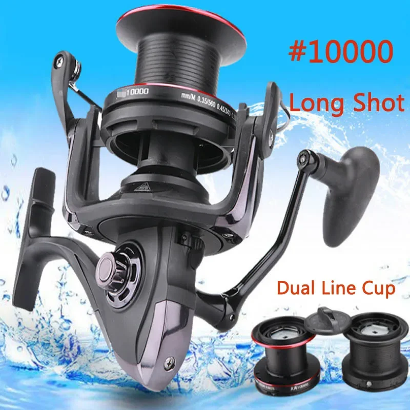 Best 10000# Large Spinning Fishing Reel with Spare Spool Saltwater  Freshwater Distance Long SHot Bass Trout Carp Pike Reels - AliExpress