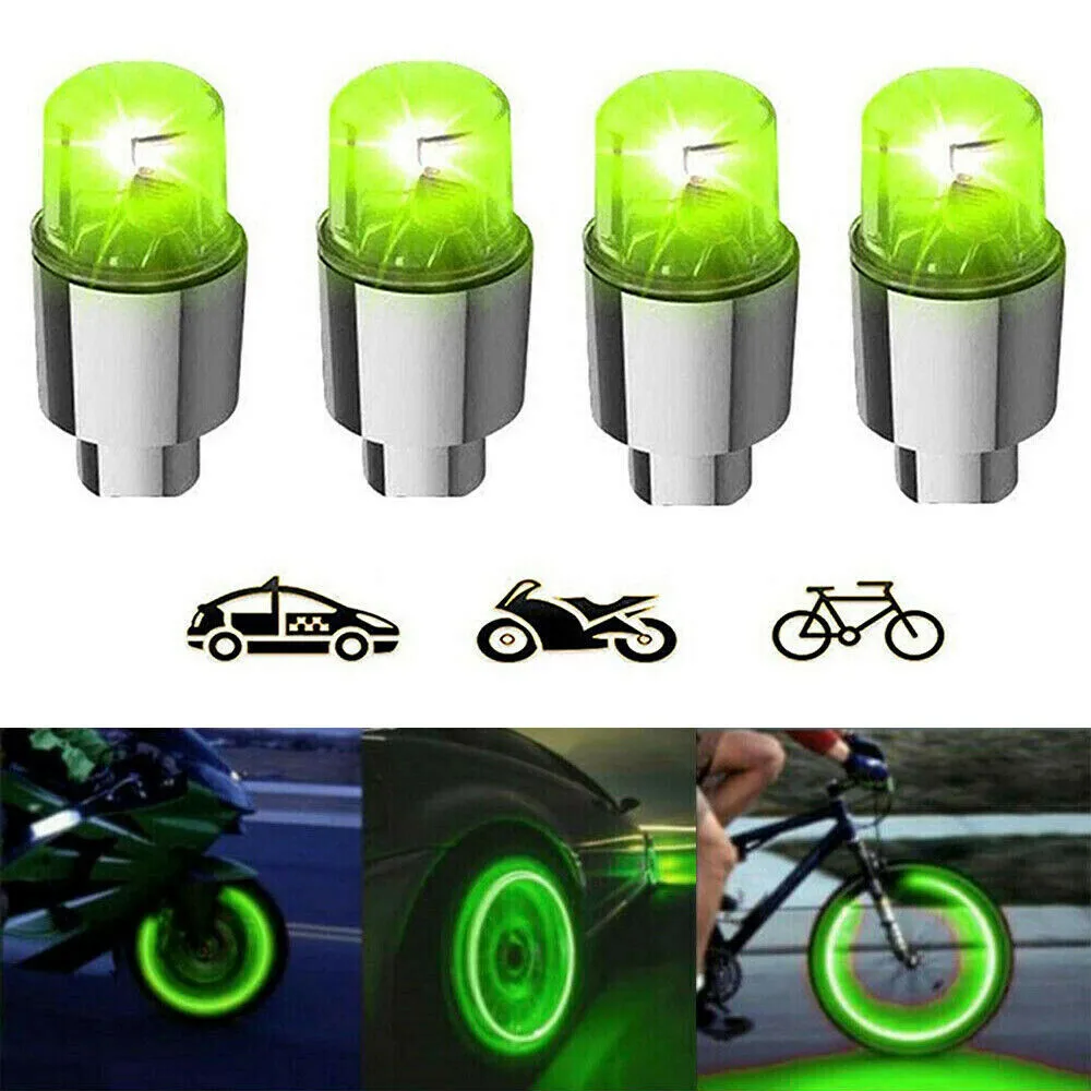 

4pcs Car Wheel Lights Decoration Car Auto Wheel Tire Tyre Air Valve Stem LED Light Cap Cover Accessories For Bike Car Motorcycle