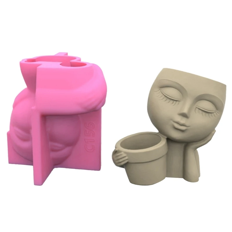 

Geometric Human Face for DOLL Gypsum Silicone Mold Storage Box Mold for Making Succulent Plants Flower Pot Candle Holder