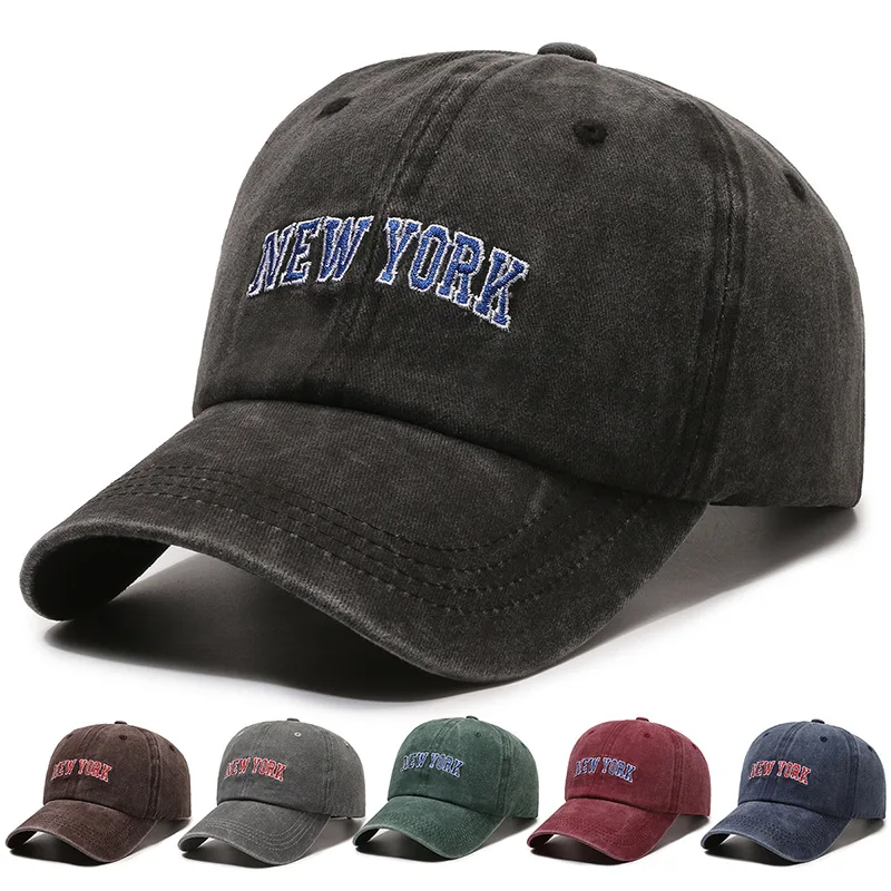 Logo Ricamo Personalizzato New Vintage Era York City Snapback Sports Hat 6 Panel N And Y Wash Distressed Trucker Baseball Cap