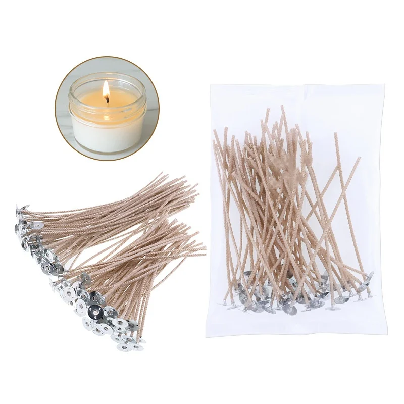 100 PCS Cotton Candle Wicks Brown Soybean Core Smokeless Candles 6/20cm Candle Making Supplies Wax Wicks for Making candle wick candle wicks
