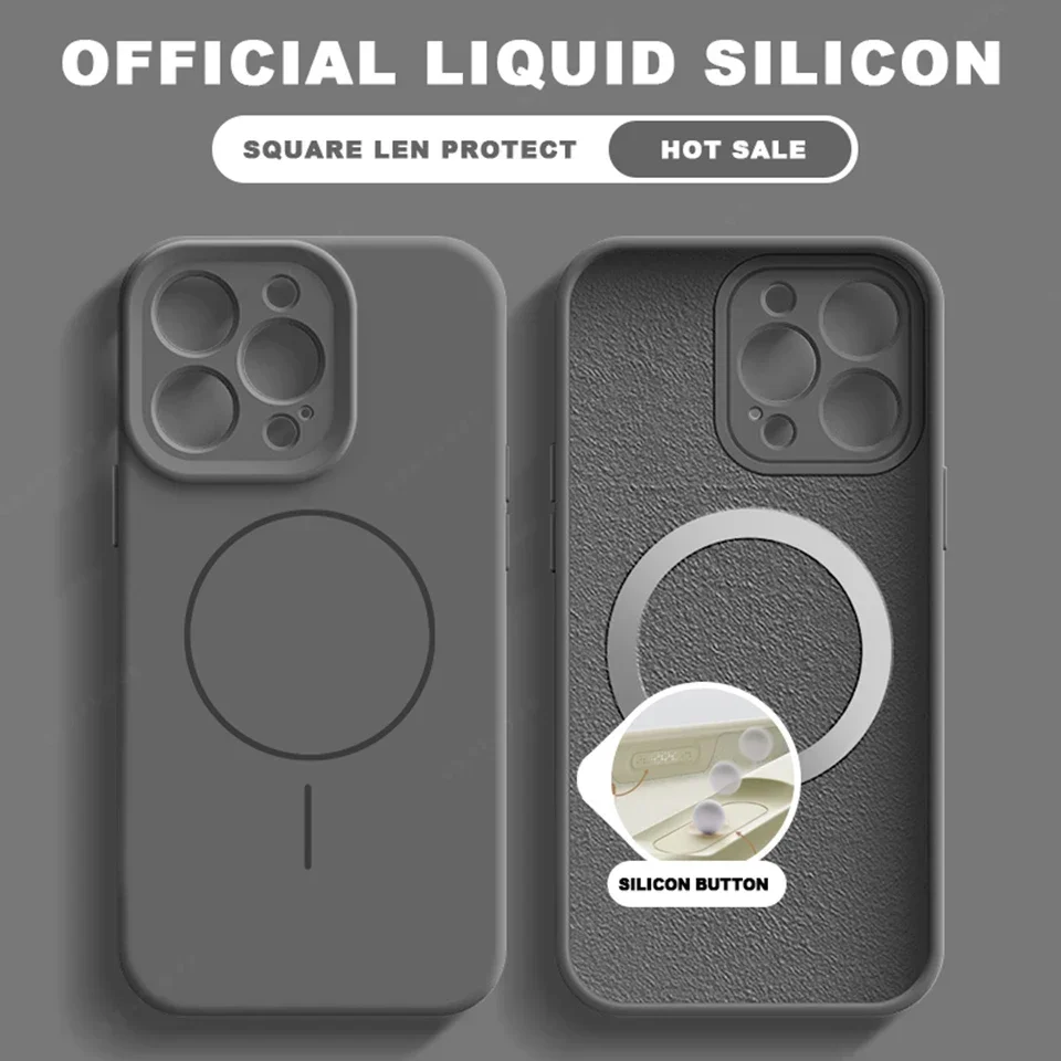 Elegant Liquid Silicone Magnetic Phone Case with MagSafe Charging Protection