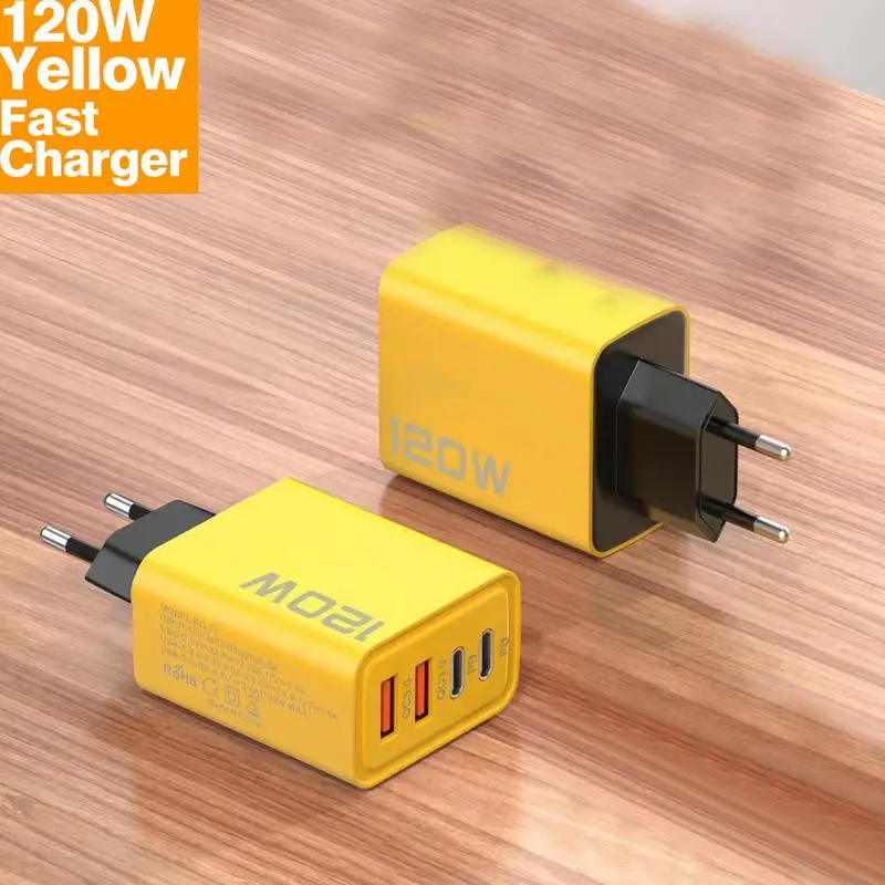 Hot Sale 120W 3.0 USB Fast Phone Charger Type C Quick Charge Charging Adapter For Phone 15Pro Max Mate60 Pro 4-port EU/US Plug