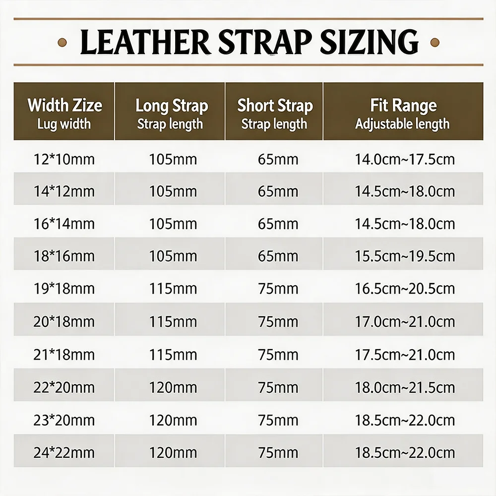 Luxurious Genuine Calfskin Leather Watch Strap with Butterfly Buckle - Available in Multiple Sizes