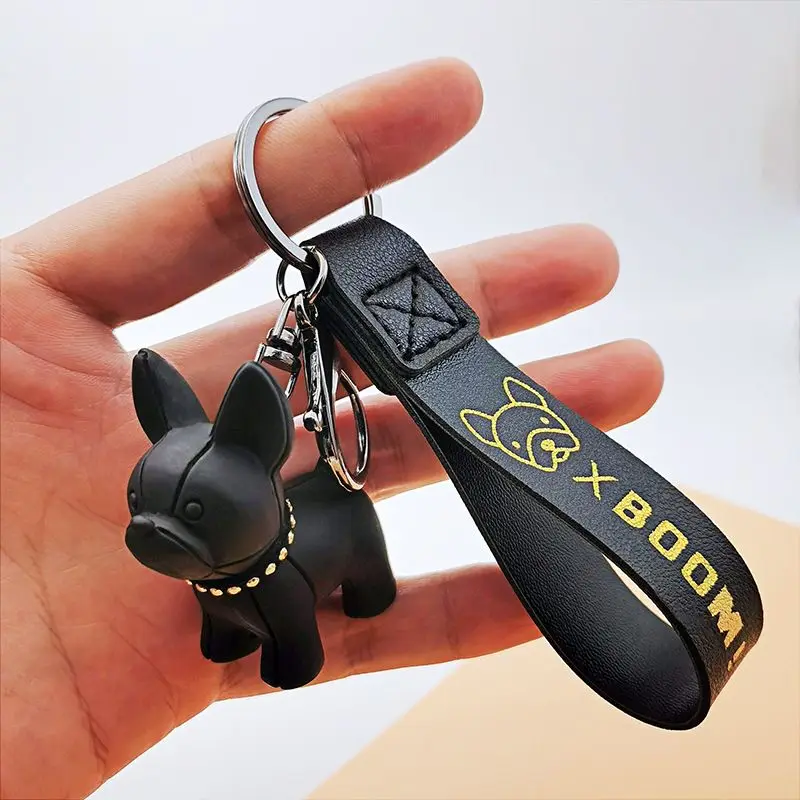 Black Cool Bulldog Keychain For Women Cute Dog Resin Keyring Girls Bag  Accessories Fashion Car Charm Keychain Wholesale 2022 New