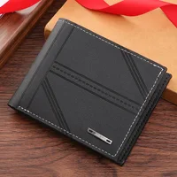 Men's Wallet Mens Short Wallet Youth Fashion Horizontal Soft Leather Business Wallet Credit ID Card Holder Wallet Billfold Purse 1