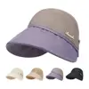 Summer Women Bucket Hat UV Protection Sun Hats Soft Foldable Wide Brim Outdoor Beach Hat Panama Cap Ponytail Cap 1