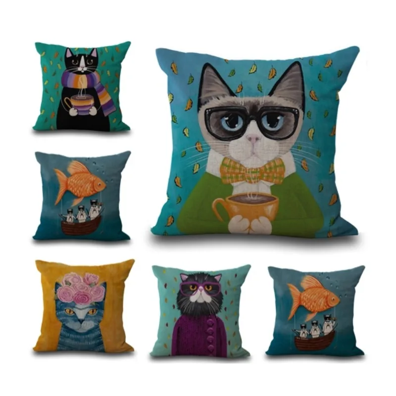 

Cute Fashionable Cartoon Pillow Cover Creative Customized Animal Office Cushion Cover 45x45cm Pillow for Sofa Home Decor DF323