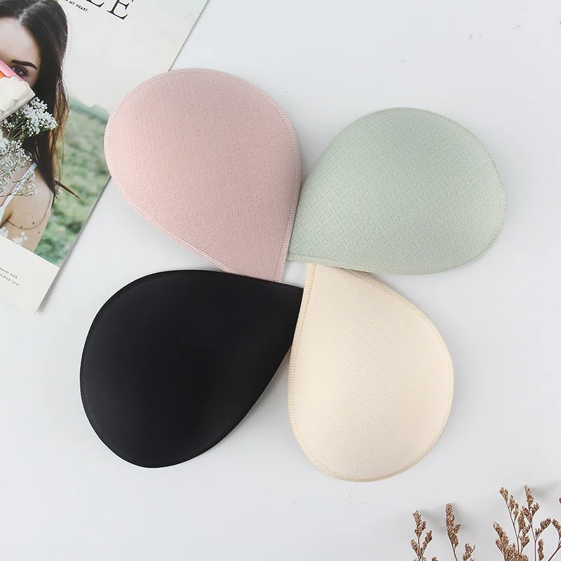 2 Pairs (4 Pieces ) Latex Chest Pad Breathable Bra Pads Inserts Removable  Women's Sports Cups Bra Pads Or Swimsuit Insert C144