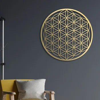 1PC Flower of Life & Lotus Metal Wall Sculpture | Halloween & Christmas Gift, Bedroom/Living Room/Couch Above Decor 1
