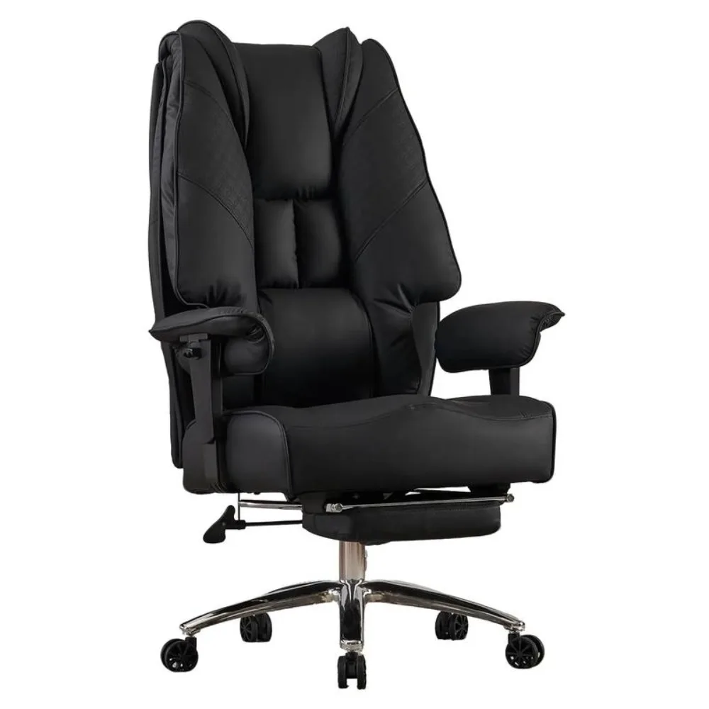 

Эргономичное офисное кресло с поддержкой поясницы для облегчения боли в нижней части спины (черный), кожаное офисное кресло с высокой спинкой и подставкой для ног