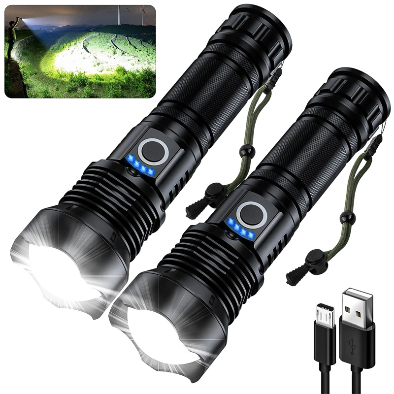 12 Pack Rechargeable Flashlight 100000 High Lumen Waterproof LED