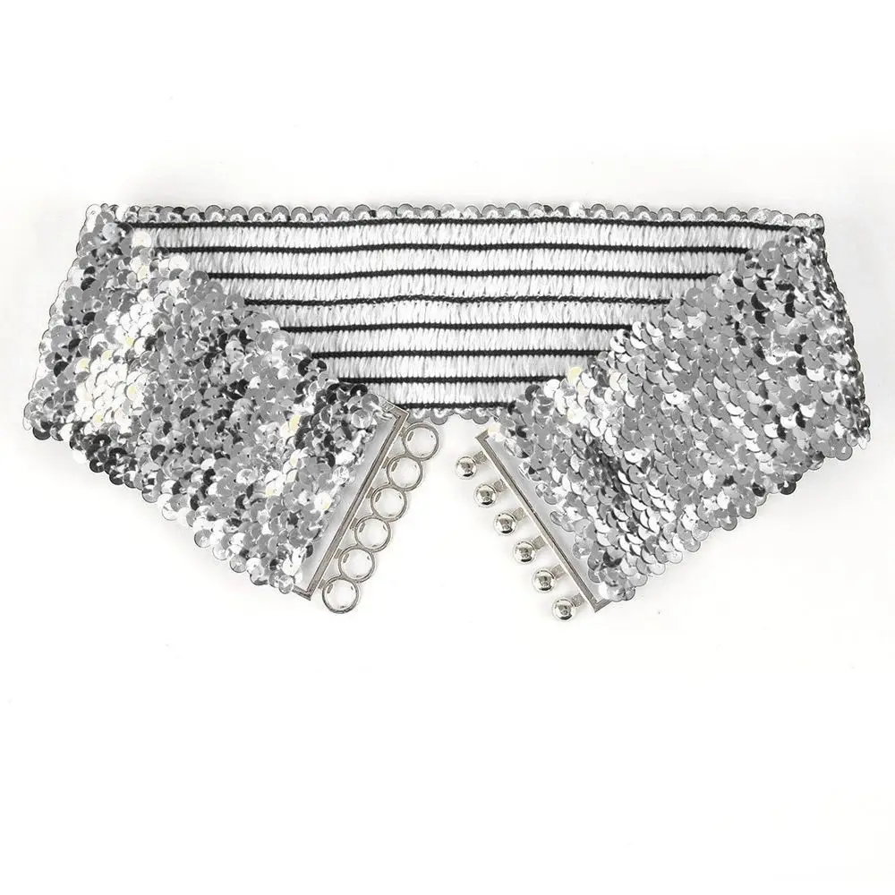 

Elastic Corset Belly Sequin Wide Belt Buckle Waistband