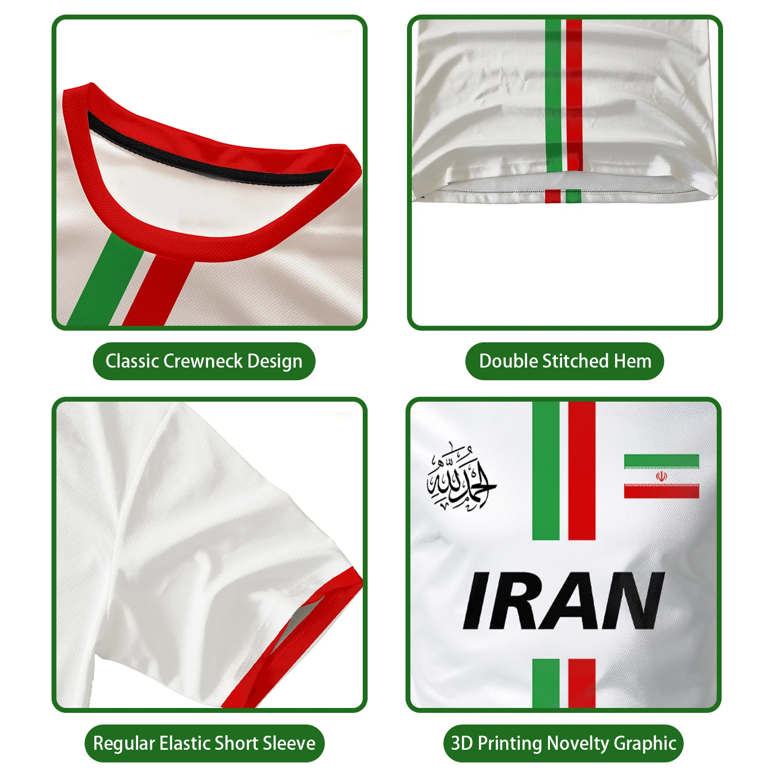 Iran Football Jersey Summer Sports Breathable Quick-drying O-Neck Short Sleeve T-shirt Iranian Flag Map Pattern Unisex Tops Gift - Image 3