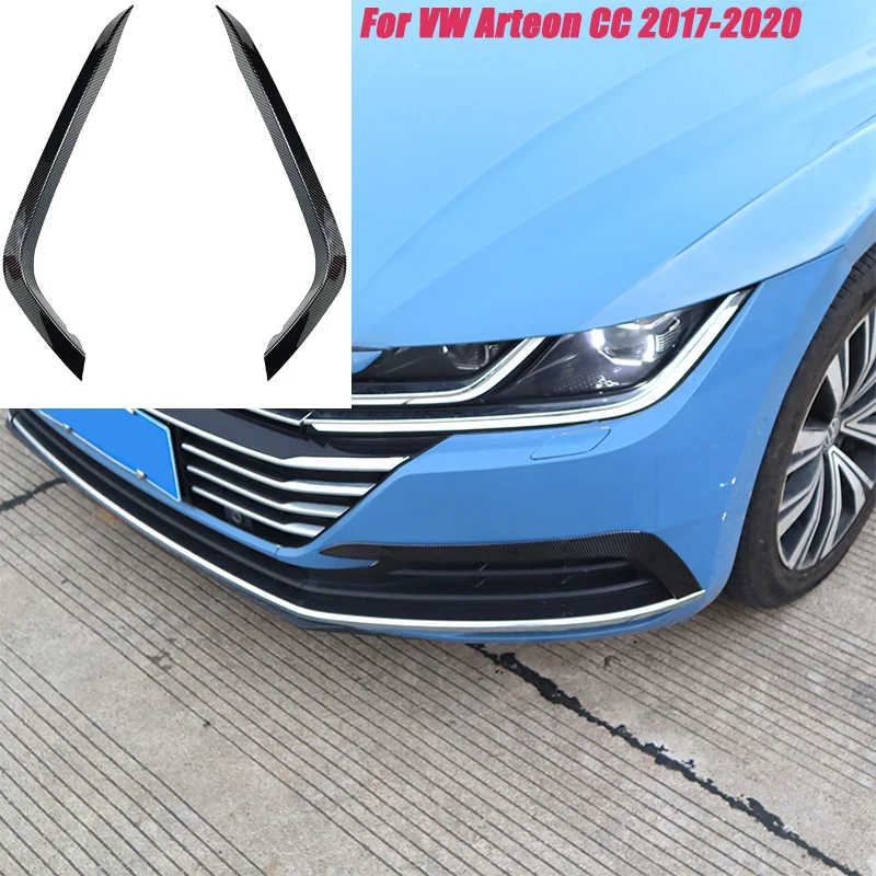 Car Front Bumper Splitter Spoiler Side Canards Flags Wind Knife Stickers Trim Cover For Vw Arteon Cc 2017 ~ 2021 Sports R-Line