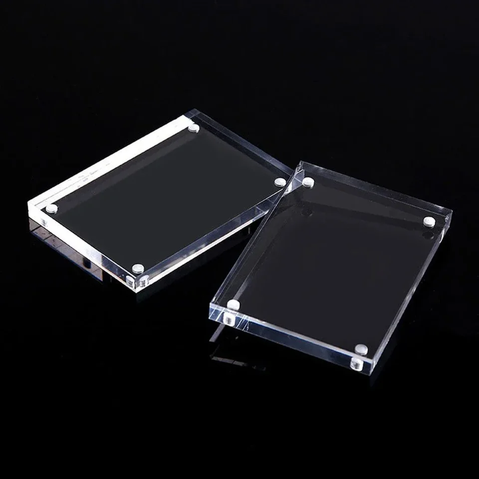 Zeroupshop Cornice per foto in acrilico trasparente con blocchi magnetici, 10 x 7 cm, supporto per foto da tavolo, espositore a doppia faccia per mini foto, decorazione per casa e ufficio