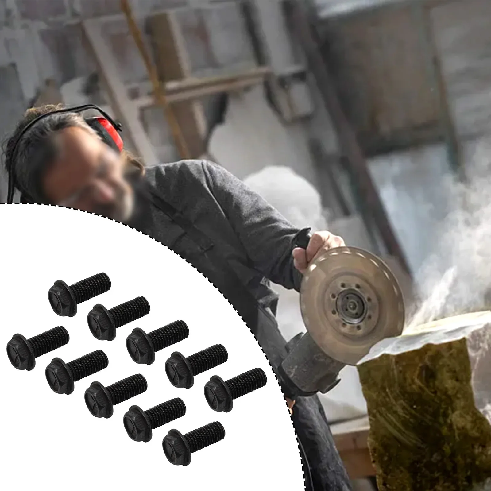 Saw Blade Screw M8 M7 M6 Left Hand Thread Hex Flange 6mm/7mm/8mm 10pcs For Cutting Machine Tool Parts
