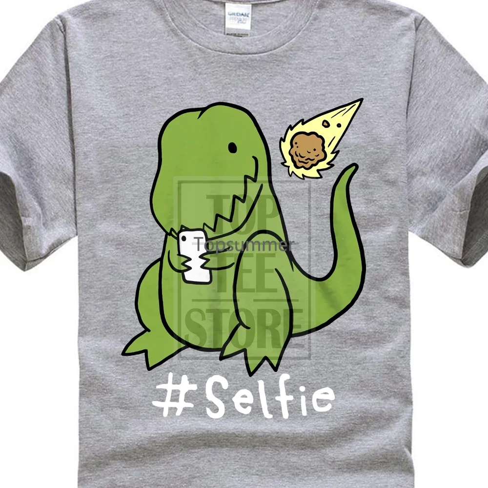 

Latest Hot Cool Sad Tyrannosaurus T Rex Dinosaur Dino Meteor Impact Hastag #Selfie Photo 3D Printed Men'S High Quality T Shirts