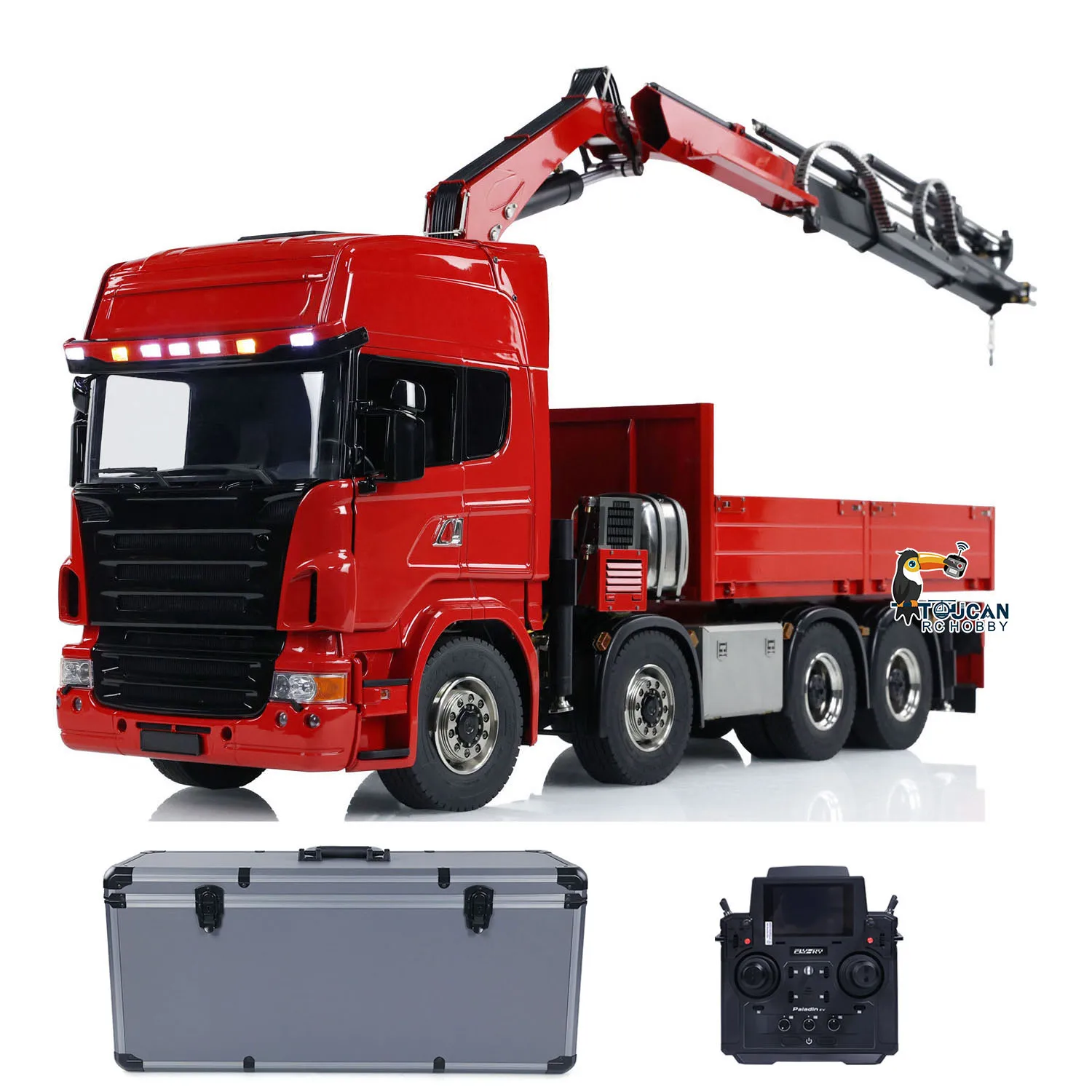 1/14 8x8 RC Hydraulic Crane Tractor Truck Electric Car Quick Attached Bucket Painted Finished Radio Control Vehicle Car Light 3