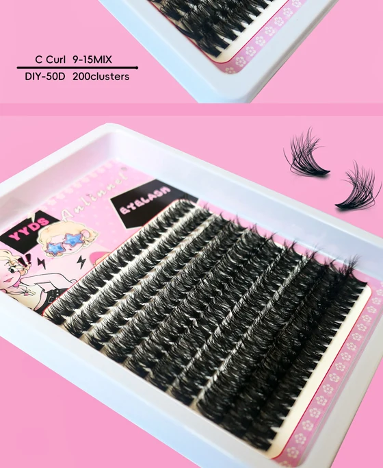 10 Reihen 3D-natürliche C-Rolle mit feinem Stiel, segmentierte falsche Wimpern, DIY große Kapazität, leichte Make-up-Wimpern – Detail 11