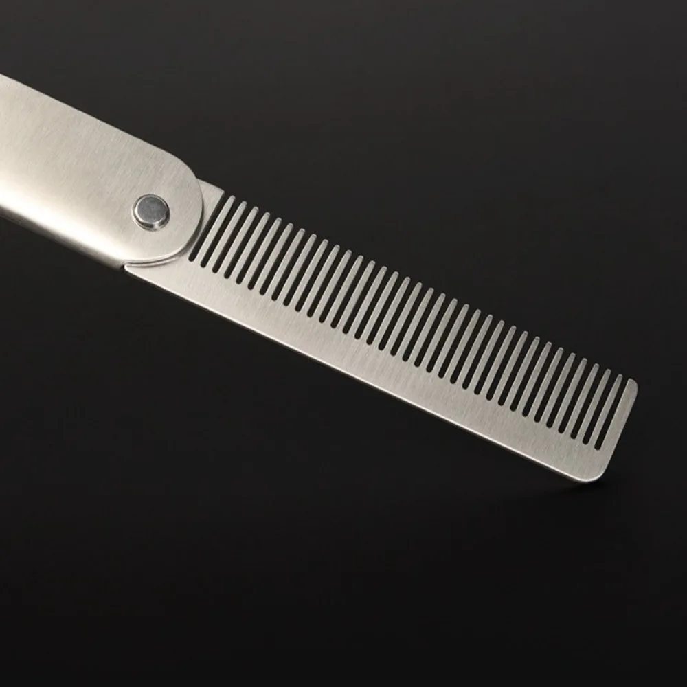 Hairdressing Portable Steel Combs Oil Head Comb Beard Comb Folding Pocket Beard Combs Pocket Comb Barber Tools Hair Styling Comb