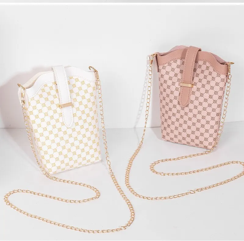 S7f0ca6d9b87f4f4585ec7e85a7f06f97t New Fashion Plaid Polka Dot Print Single Shoulder Bag Casual Oblique Chain Crossbody Mini Small Bucket Bag Mallzona
